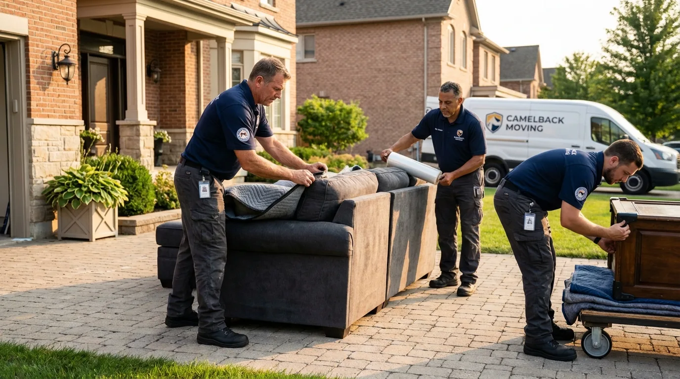 Large estate moving crew wrapping furniture in Diablo, CA